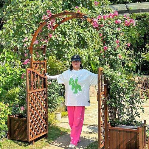 拱门花架架户庭院花园门拱门碳化腐木葡萄架外阳台实木防质X0mtCi