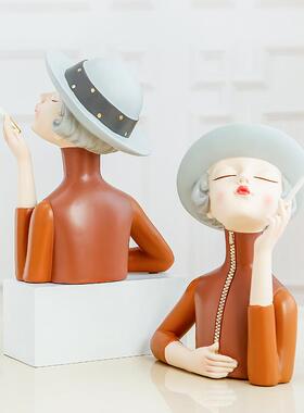 都市摩登女郎气女郎创家意摆件摩登少女简约轻奢客质厅桌面玄关居