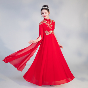 新款高端独唱礼服中国风女童声乐艺考显瘦长款舞台表演古筝演出服