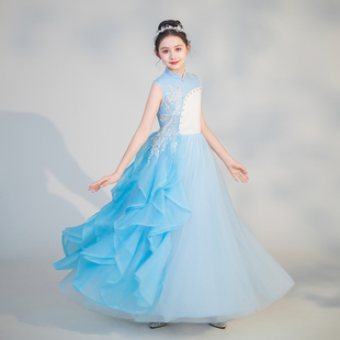 2024新款高端儿童礼服花童蓬蓬纱女童弹古筝钢琴演奏晚礼服
