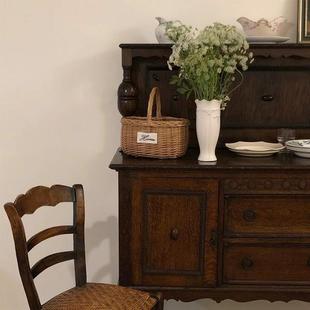 法式 木餐边白蜡木复实古做旧储物柜客厅靠墙酒收柜纳柜FSK柜可