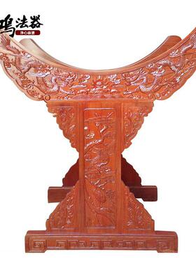 木质艺工件摆厂家立LVB质式鼓架寺院木鼓架木雕花鼓架