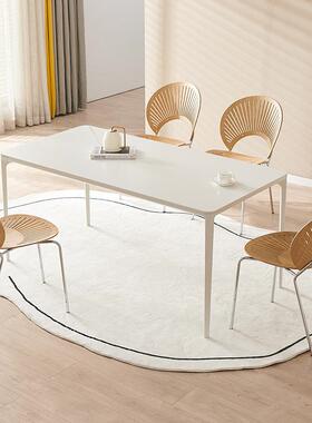 ?潮石桌板F76585SM意式德利户丰岩餐桌纯白饭桌小型长方形子现代