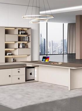 老板桌办公桌简约现椅代轻奢大班台办03632公脑家具裁电桌办公总