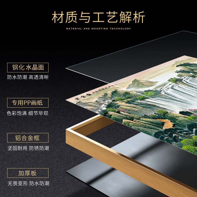 聚宝盆山水画客厅西墙风景挂画厕所门口正方形餐厅装饰画书房玄关