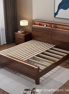 江西压南康实木床热销榜不ZHK用床双垫的木制人床胡木气动高储物