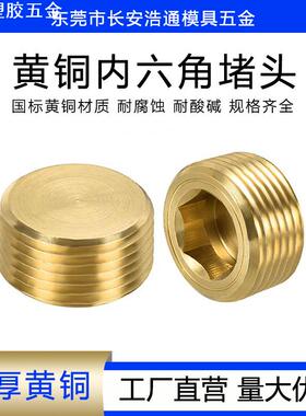 国标加厚HASCO 公制黄铜内六角堵头隔水片M5*0.5/M6*1