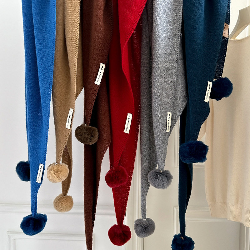 2025新款毛毛球100%羊毛三角围巾披肩外搭女冬季针织保暖护颈围脖,服饰配件/皮带/帽子/围巾,围巾/丝巾/披肩,淘宝优惠券,粉丝福利购,淘宝优惠卷