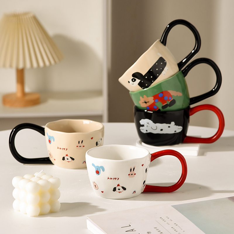 大耳朵马克杯陶瓷长手柄小众设计