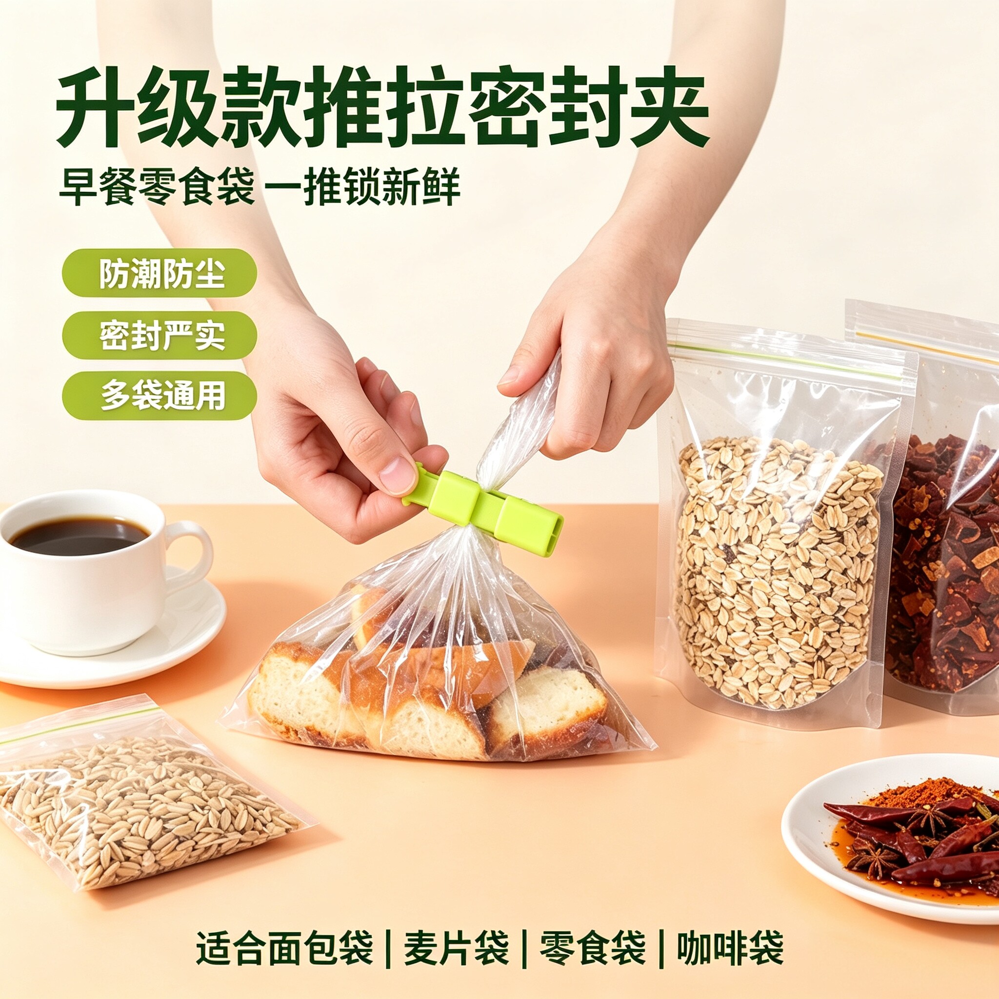 弹簧按压防潮保鲜封口夹