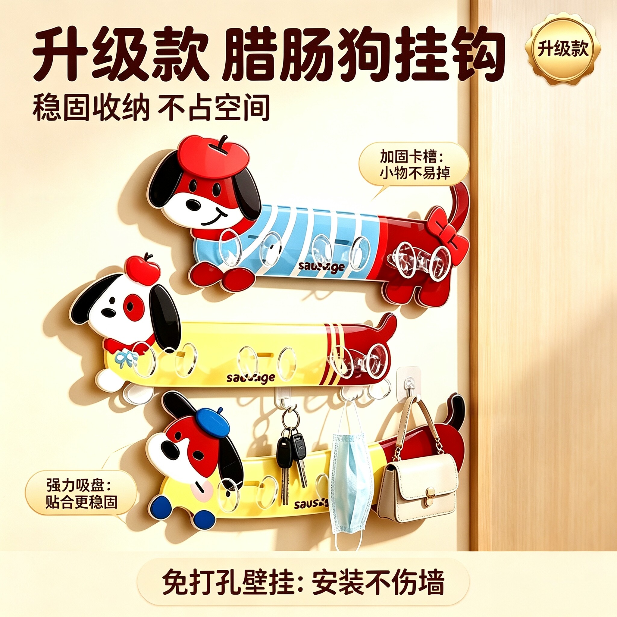 卡通厨房免打孔插座挂钩收纳架