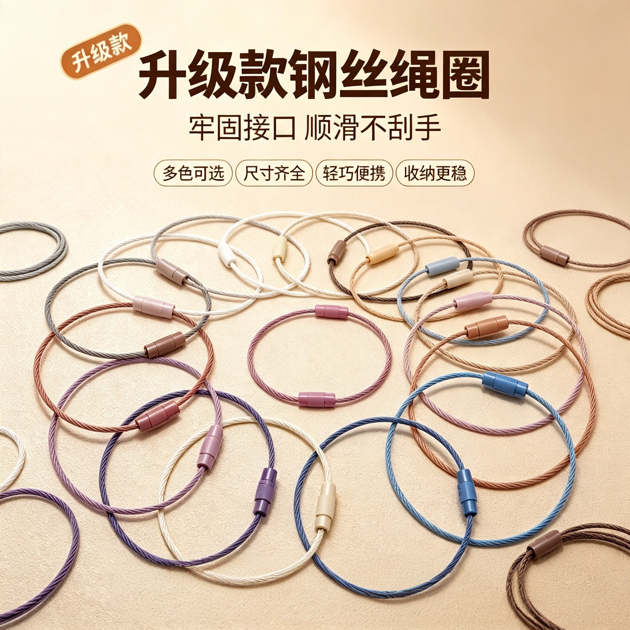彩色不锈钢钢丝绳烤漆钥匙圈