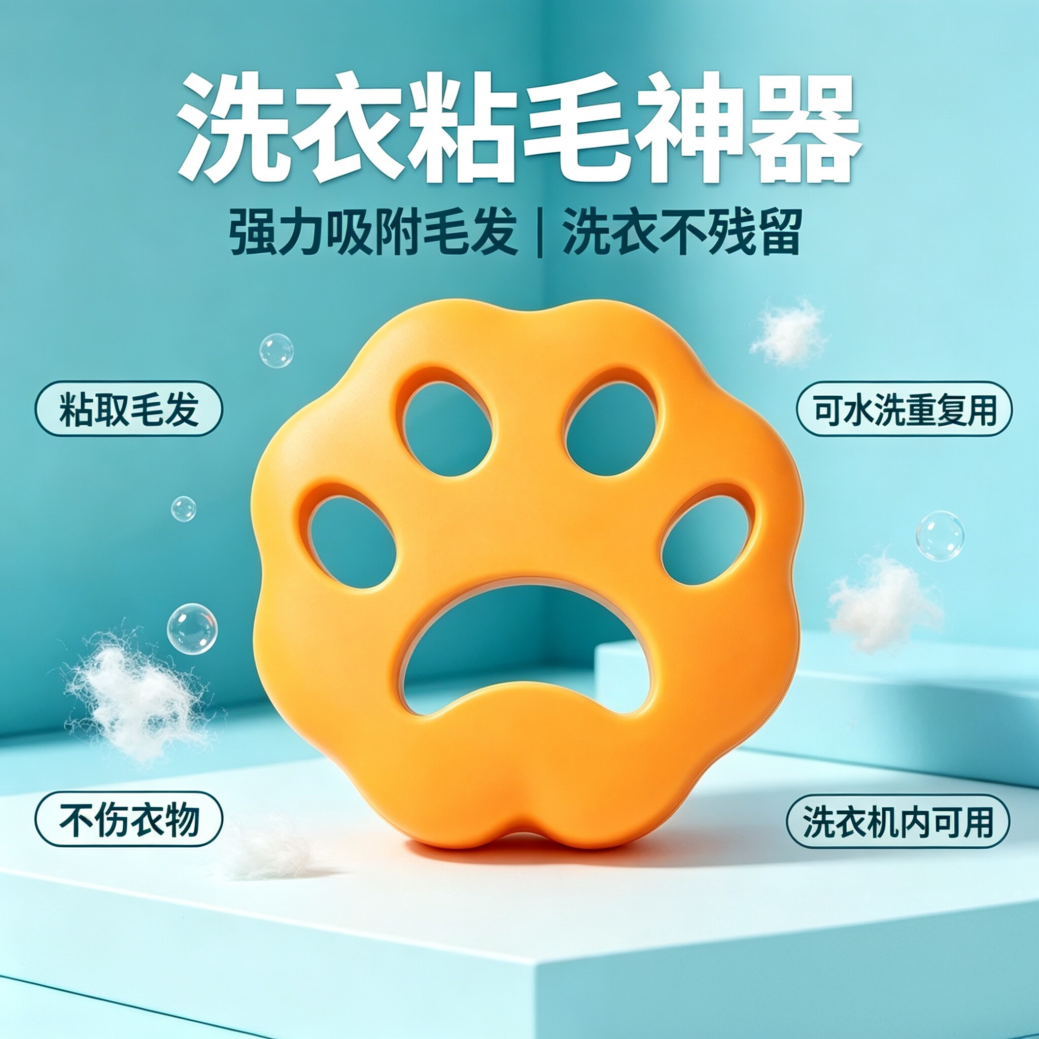 洗衣机猫爪粘毛神器可水洗吸附毛絮纸屑衣服除毛家用洗衣粘毛器