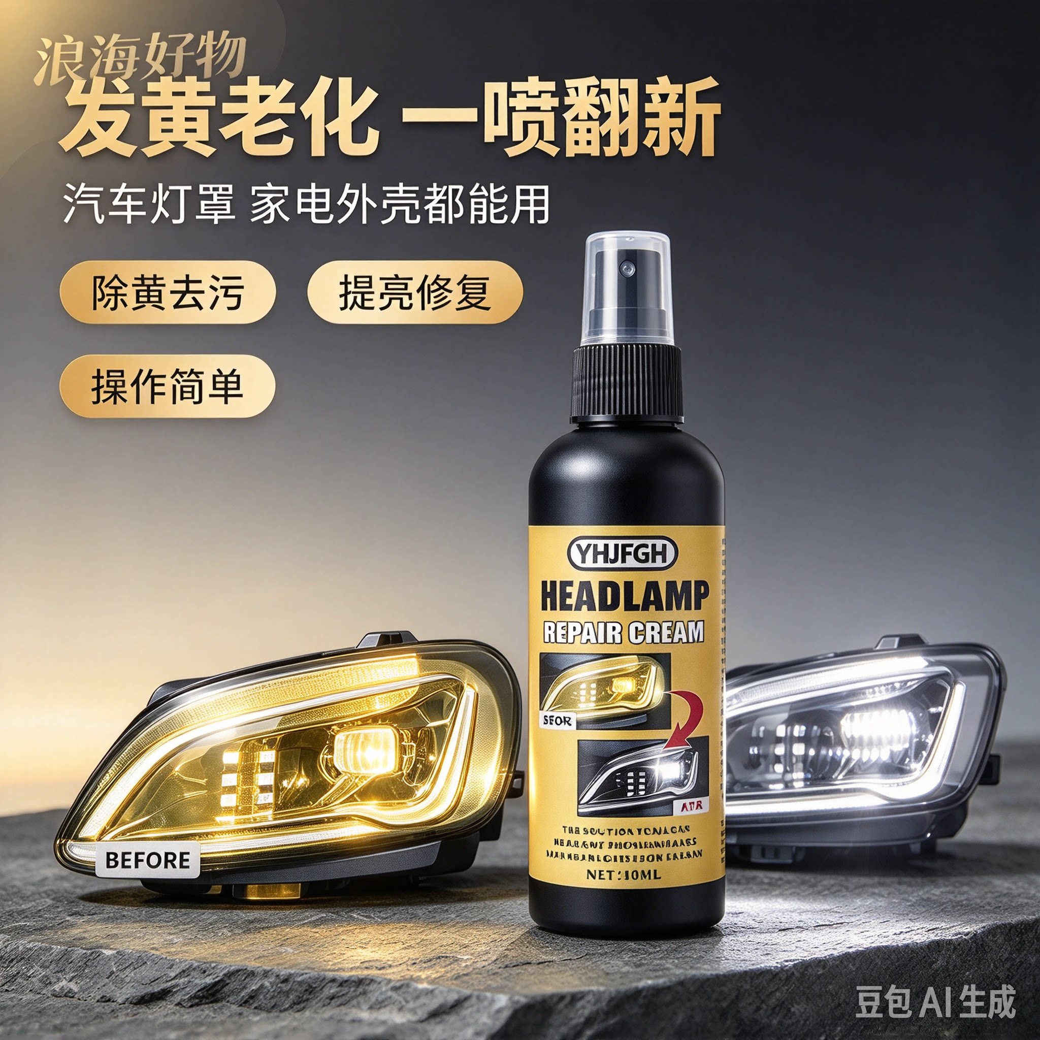 【全新科技】车灯家电除黄修复翻新剂快速清洁养护恢发黄翻新RR
