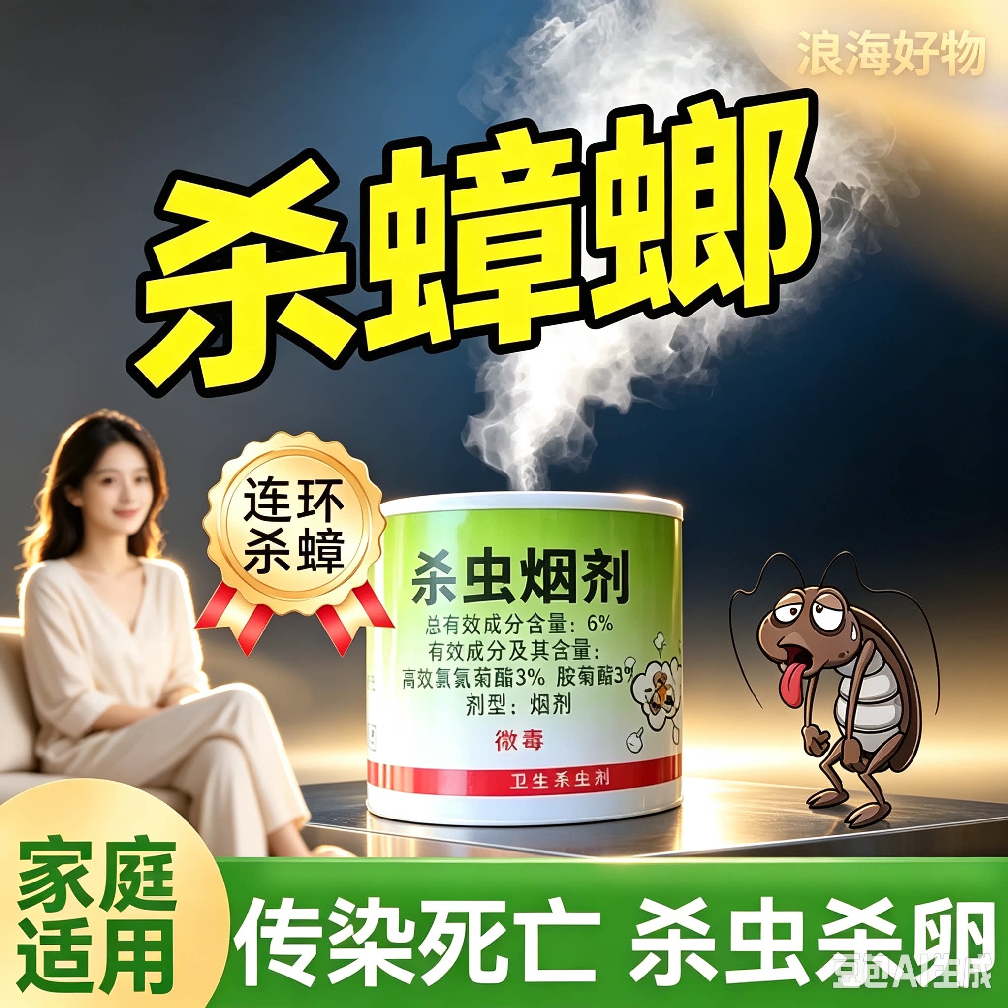 杀虫烟雾弹灭跳蚤除蟑螂药家用室内飞蛾蜘蛛蚊蝇驱熏蒸杀虫剂RR