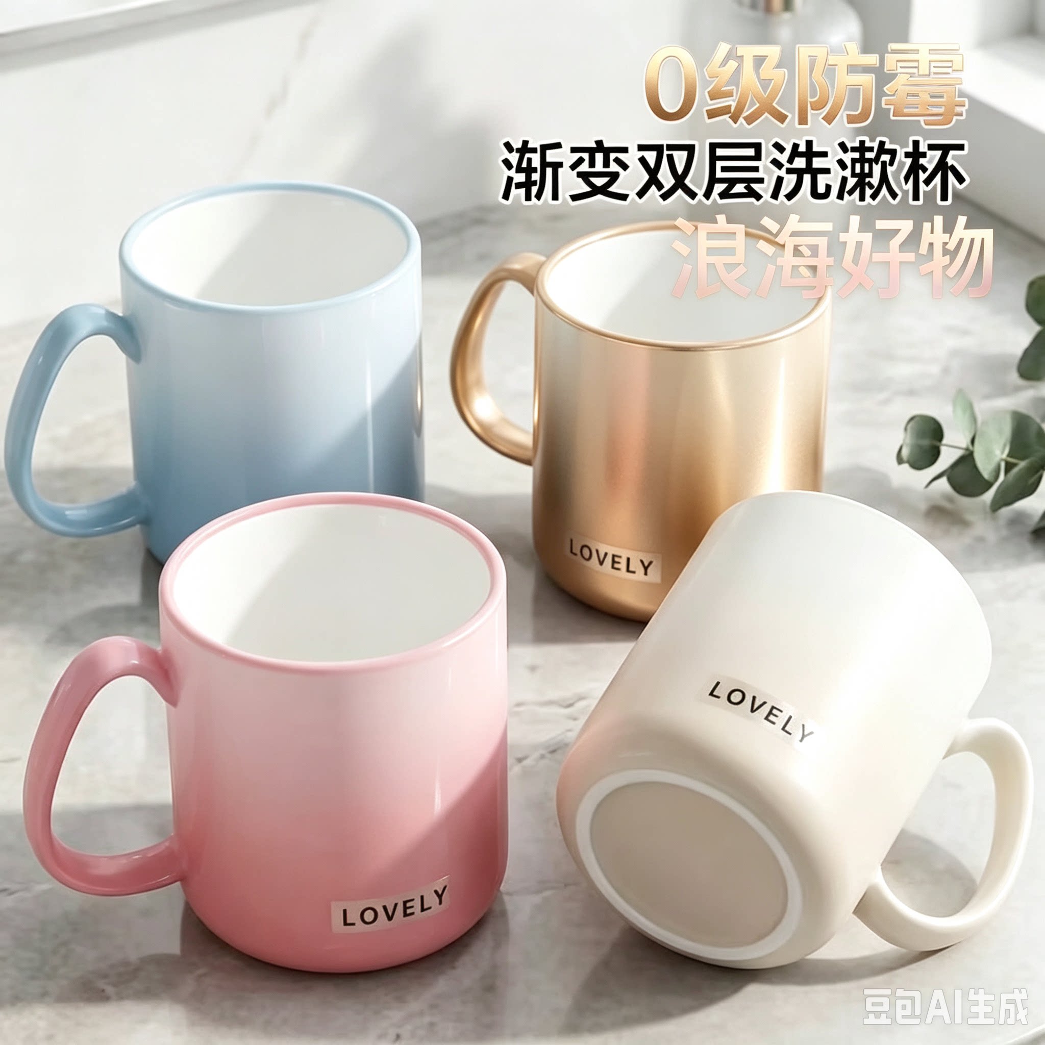 渐变色北欧漱口杯纯色简约轻奢牙刷杯家用情侣学生宿舍洗漱杯RR