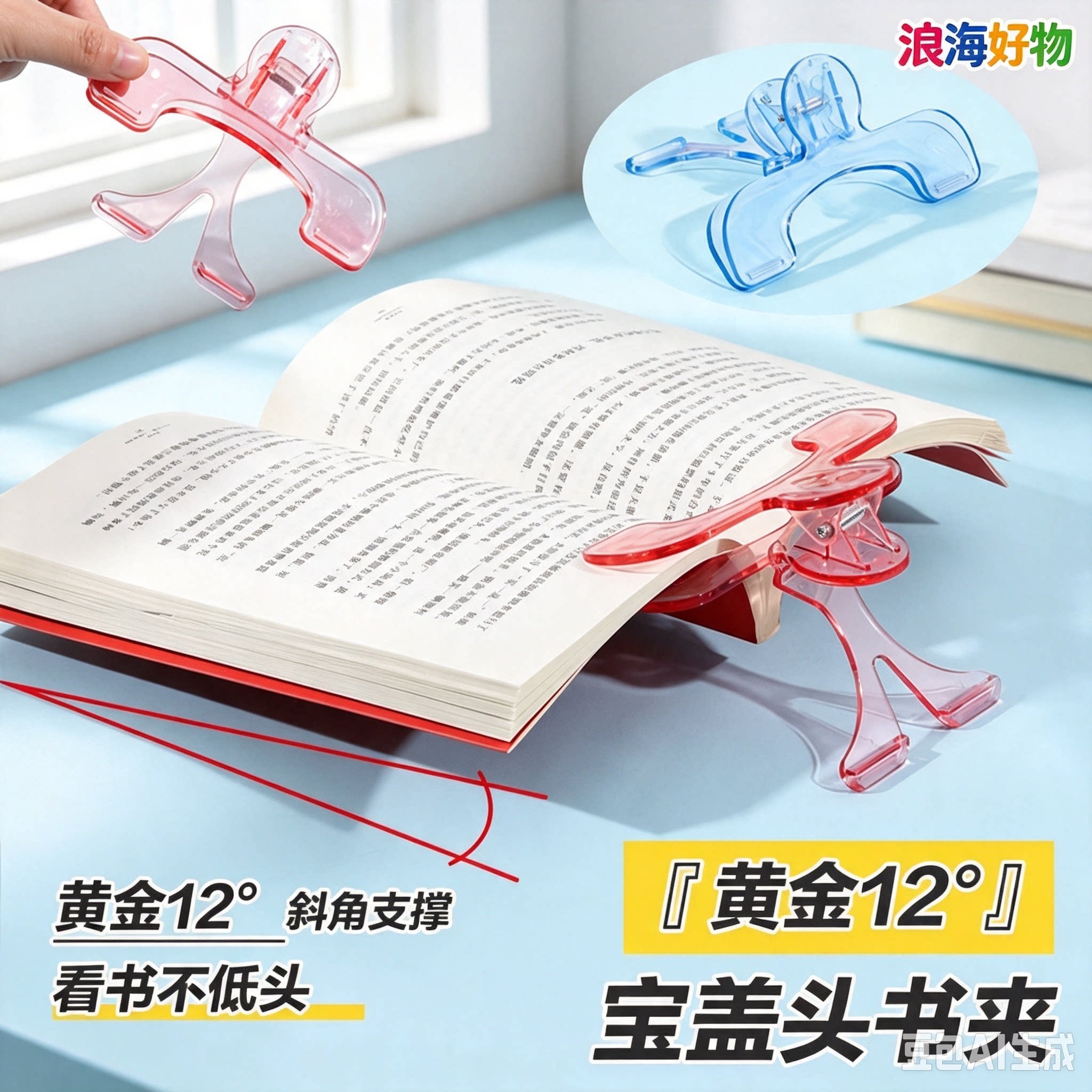【老师推荐】防书翻页透明感实用小孩子书夹固定器防近视家日用HQ