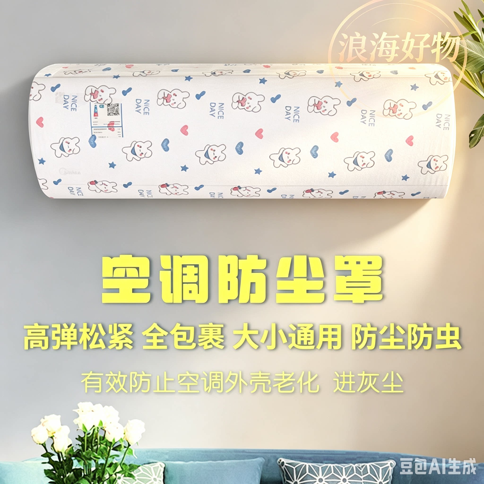 居家便捷空调罩挂机空调防尘罩开机不取全包防直吹挂式空调罩RR2