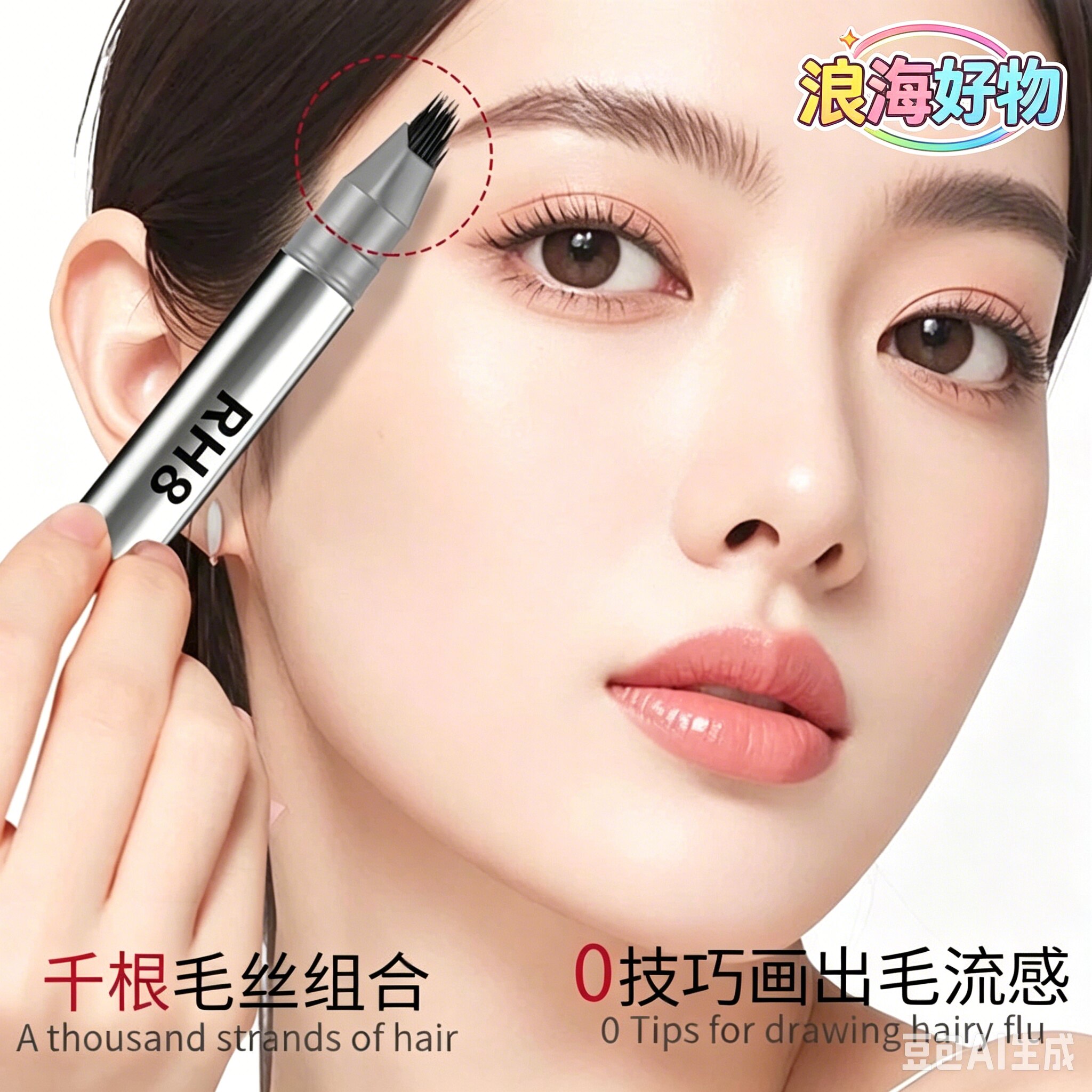 RH 8多叉毛绒水眉笔持久防水防汗不脱色打造根根分明野生眉妆HQ3