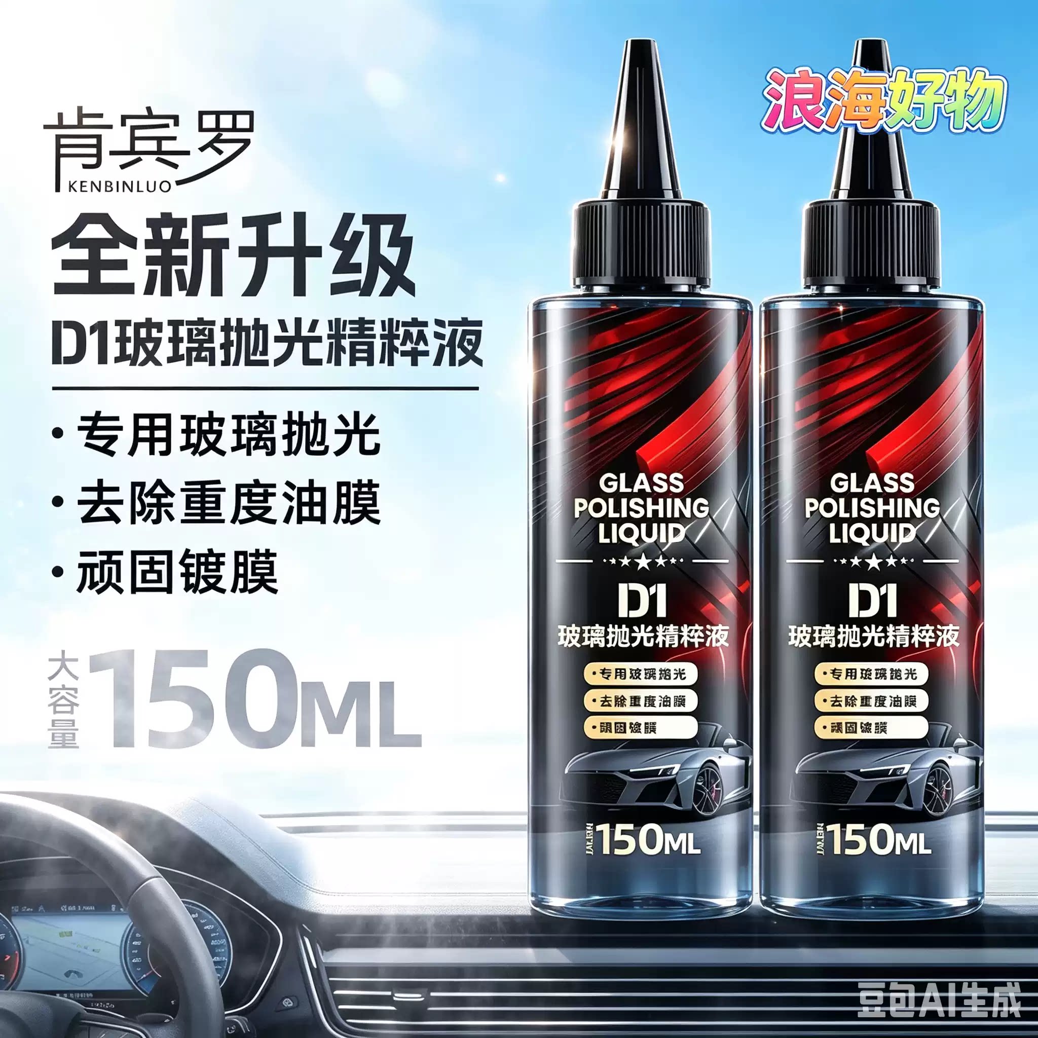 【爆款】汽车玻璃抛光液升级氧化铈去油膜镀膜水渍轻微划痕HQ4