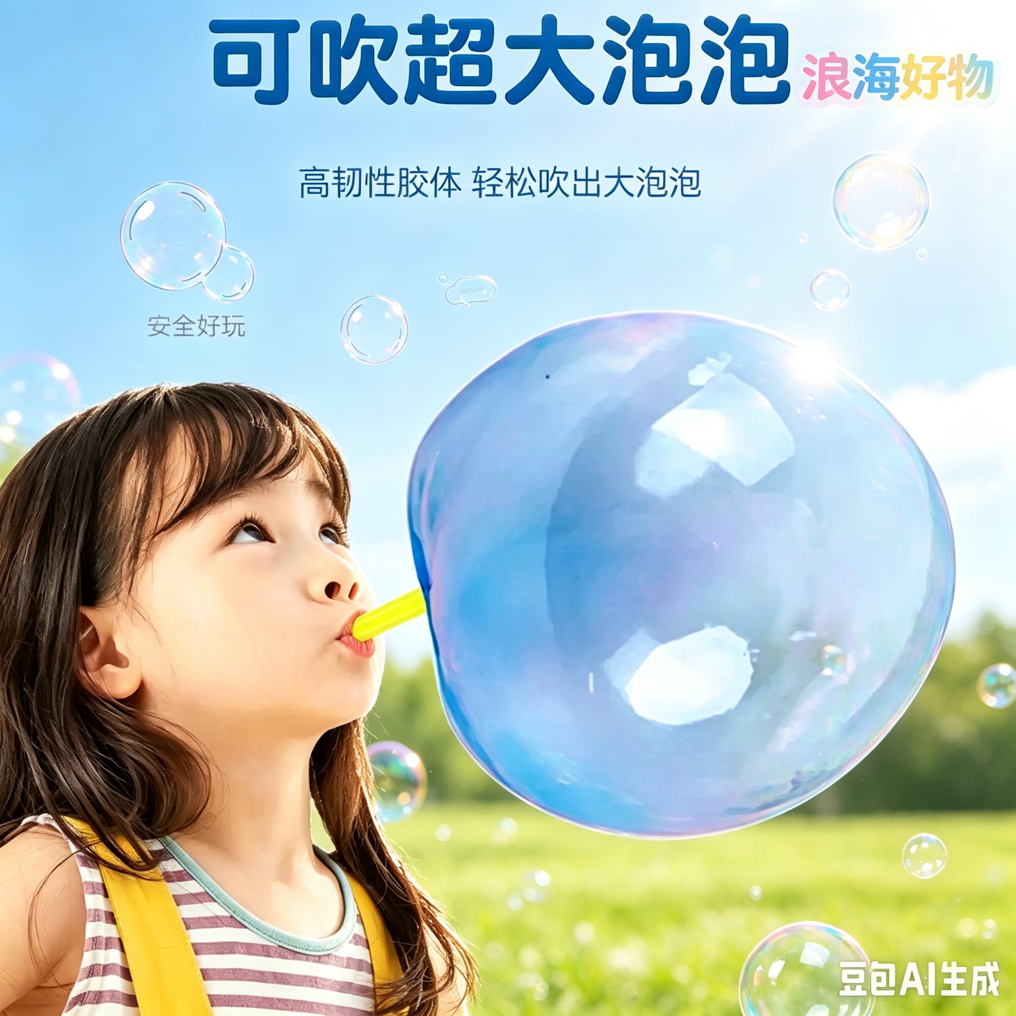 童年回忆儿童泡泡胶无毒户外露营手持吹个大泡泡解压玩具HQ