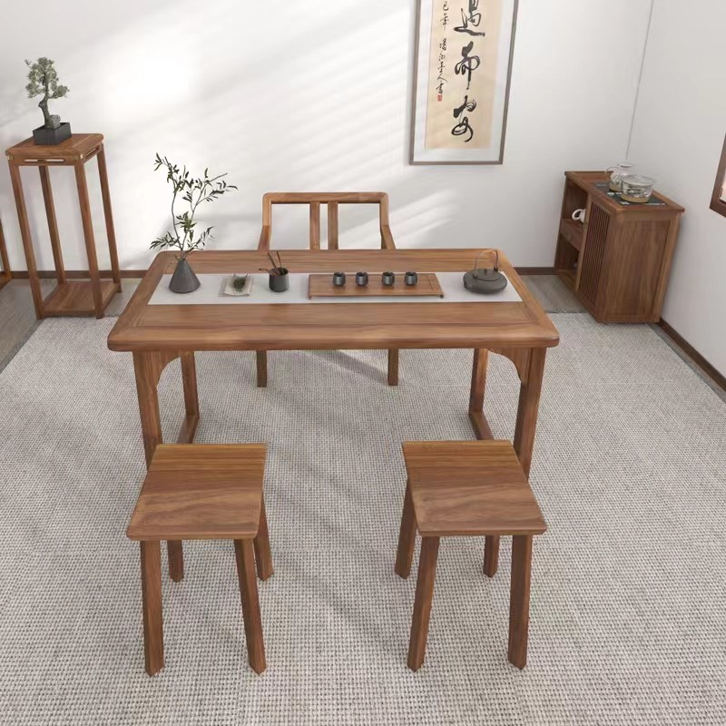 现货速发胡桃木茶桌椅新中式实木茶台家用台泡茶桌茶室茶艺桌桌