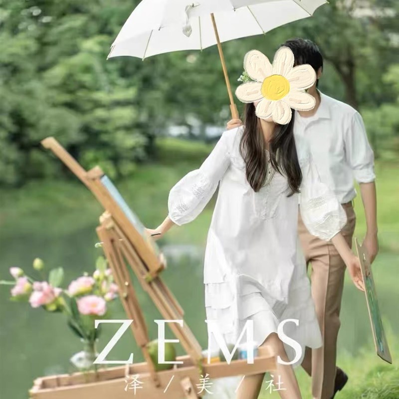 现货速发2025道具 婚纱摄影田园风背篓样片法式画架 白色雨伞黑色