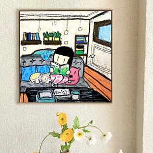 快速发货newmasus画卡通人物卧室装饰画轻O法式小情侣定制甜蜜电