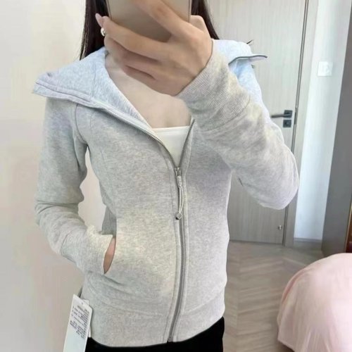 lu家同款卫衣scuba修身加绒款全拉链开衫瑜伽连帽休闲运动外套女