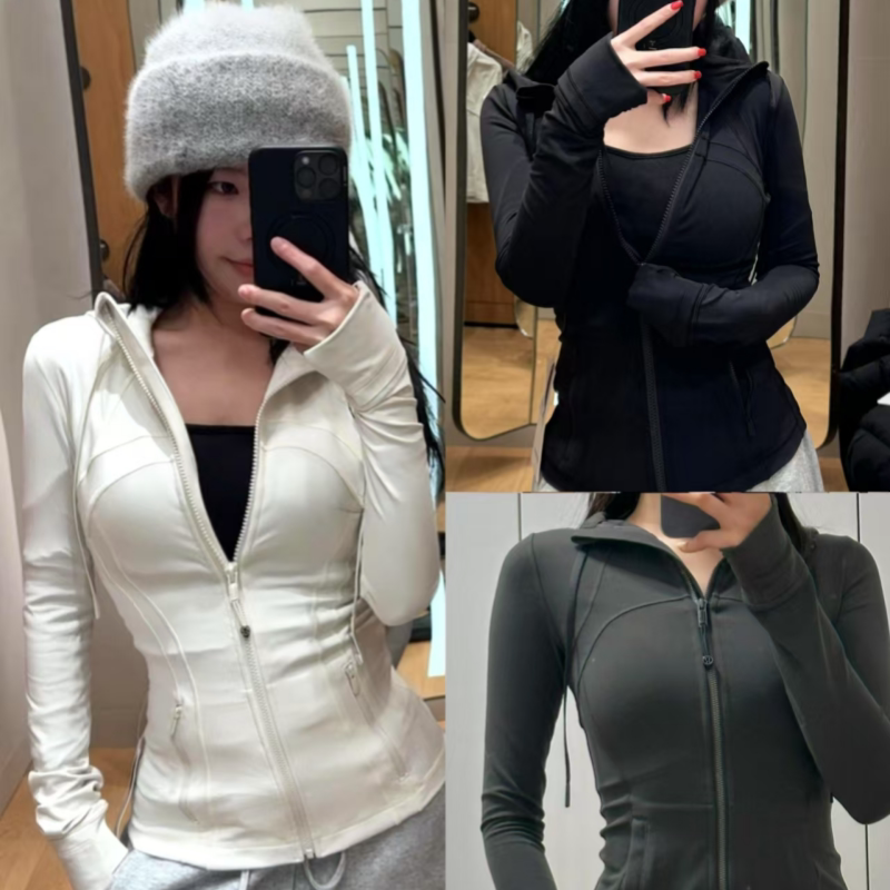 lu瑜伽服lu同款Define连帽衫夹克拉链外套女修身显瘦运动健身上衣