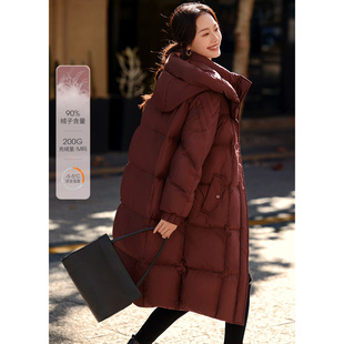 【泡芙感小落肩V型绗线设计羽绒服】25冬蓬松保暖长羽绒服