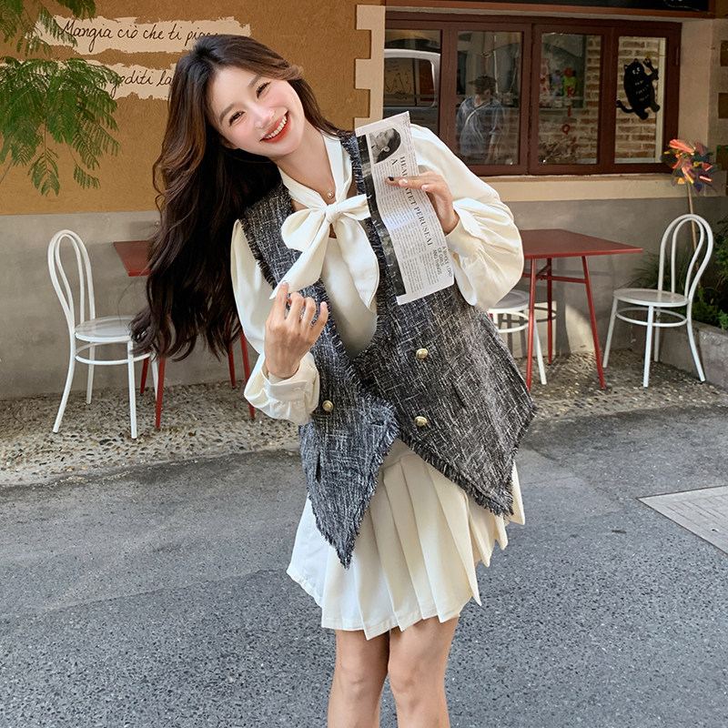 独家首发2024秋季新品小香马甲+百褶裙套装2C057-8135-P155-K228