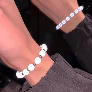 流光贝珠手串反光高颜值学生党二次元小众精致手链情侣男士手链