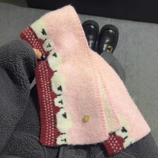 粉色围巾女冬季围脖护颈羊毛绒加厚保暖可爱韩系氛围感披肩2026新