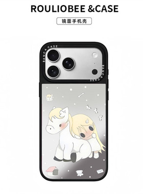 白色小马女孩适用苹果17promax英文镜面手机保护壳iPhone16/15新款14创意13华为P70荣耀vivoS30小米17红米K80