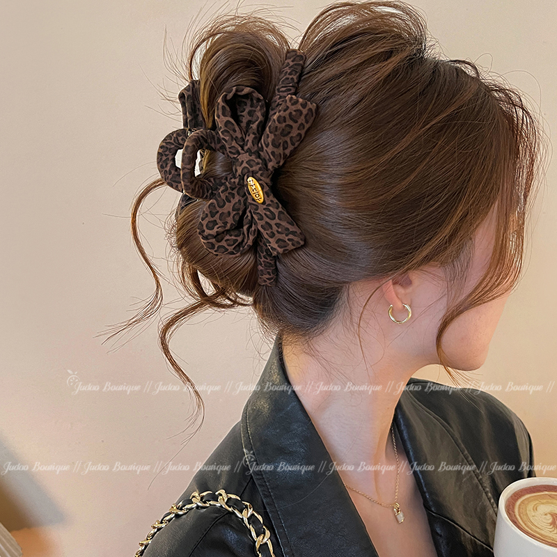 法式时髦复古豹纹抓夹