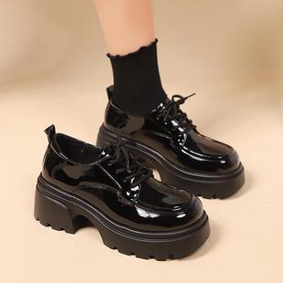 厚底乐福鞋女2026新款女鞋英伦风黑色小皮鞋女款百搭单鞋子0130w