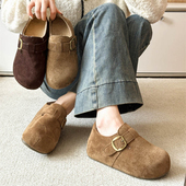 春秋内增高加绒全包勃肯鞋 一脚蹬博0128n 毛毛鞋 女2026新款 冬季