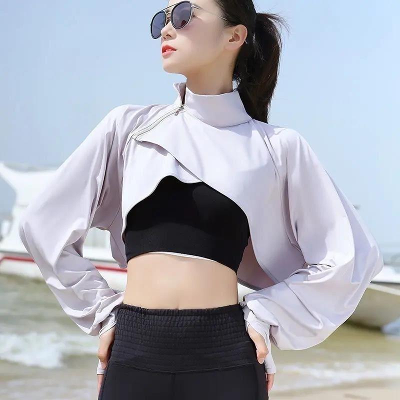 2025时尚防晒衣女防紫外线透气立领斗篷披肩新款夏运动开车无帽子