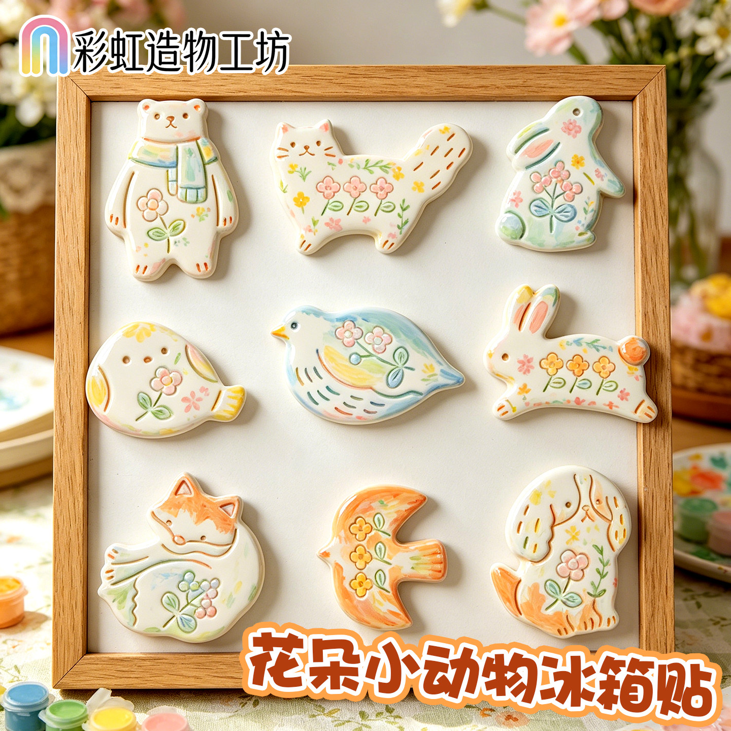 春天花朵动物冰箱贴模具石塑粘土图片
