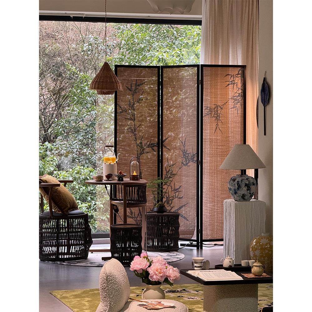 阳台改造新中式隔断屏风茶楼国风竹影客厅装饰背景茶室竹编围新品,基础建材,屏风,淘宝优惠券,粉丝福利购,淘宝优惠卷