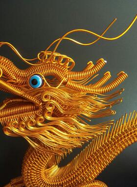 【60厘米龙】龙模型铝线工艺品家居摆设装饰品