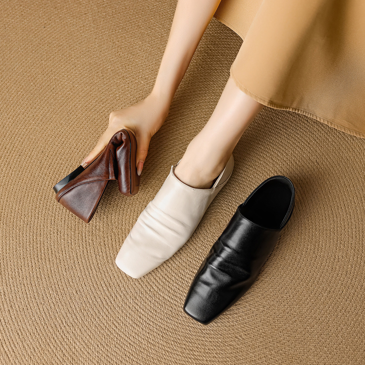 2026新款复古风方头平底头层牛皮单鞋女通勤深口小皮鞋舒适方头鞋,女鞋,牛津鞋/布洛克鞋/德比鞋,淘宝优惠券,粉丝福利购,淘宝优惠卷