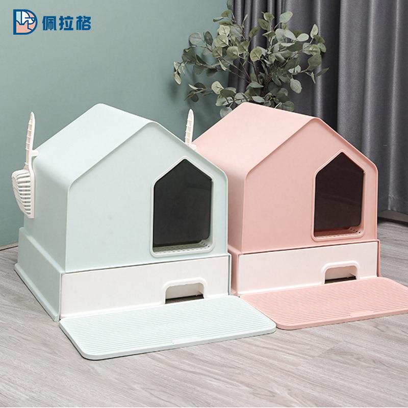 猫砂盆全封闭抽屉式特大号超大隔臭别墅猫厕所防外溅封闭防带砂盆