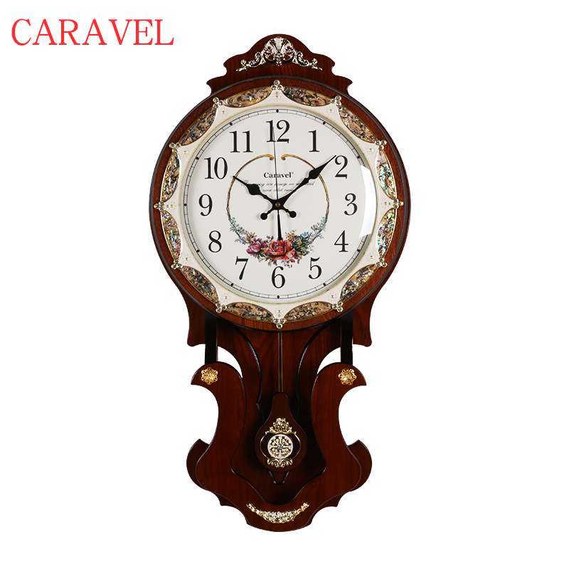 钟表创意贝壳时尚大号木质挂钟欧式复古客厅卧室艺术摆钟