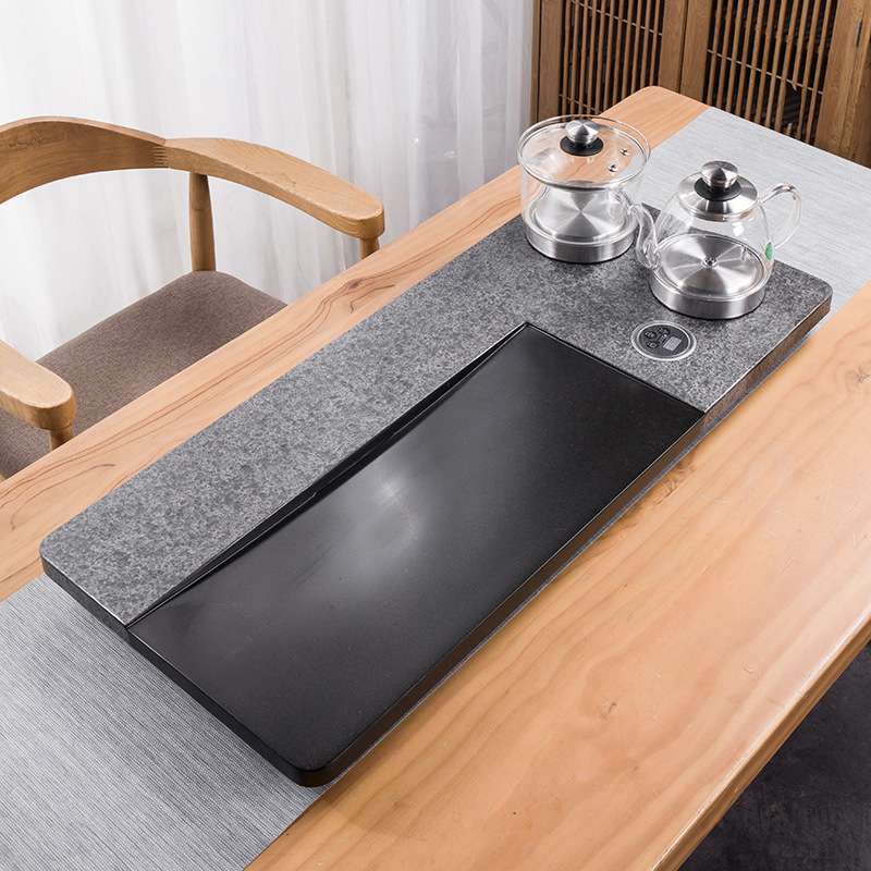 乌金石茶盘套装全自动上水茶台烧水壶一体电磁炉家用茶海茶台刻字