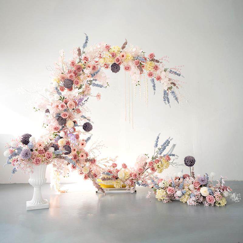 摄影背景、月亮拱门架子套装花绢花直播背景装饰花