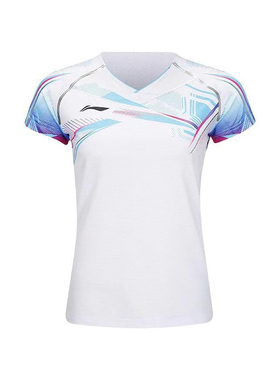 李宁正品羽毛球系列女子运动透气速干直筒插肩短袖T恤AAYT580-1