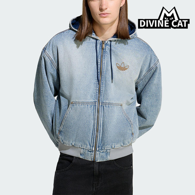 Adidas/阿迪达斯正品三叶草男士休闲保暖牛仔宽松运动棉服KE0131