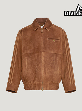 Adidas/阿迪达斯正品三叶草男士翻领复古宽松休闲皮革夹克KV5939